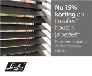 Nu 15% korting op Luxaflex houten jaloezieën